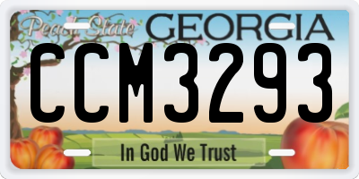 GA license plate CCM3293