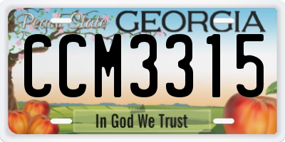GA license plate CCM3315
