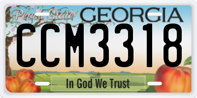 GA license plate CCM3318