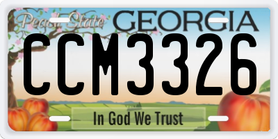GA license plate CCM3326