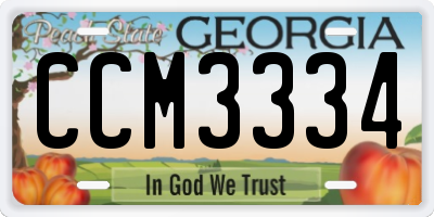 GA license plate CCM3334
