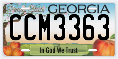 GA license plate CCM3363