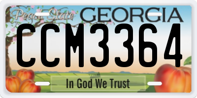 GA license plate CCM3364