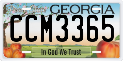 GA license plate CCM3365