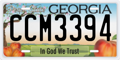 GA license plate CCM3394