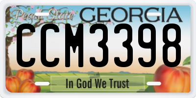 GA license plate CCM3398