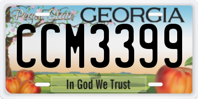 GA license plate CCM3399