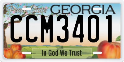 GA license plate CCM3401