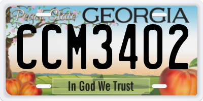 GA license plate CCM3402