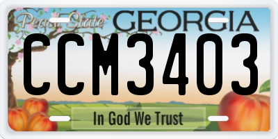 GA license plate CCM3403