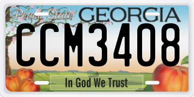 GA license plate CCM3408