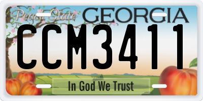 GA license plate CCM3411