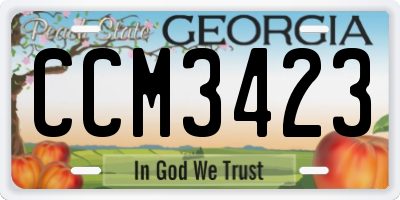 GA license plate CCM3423