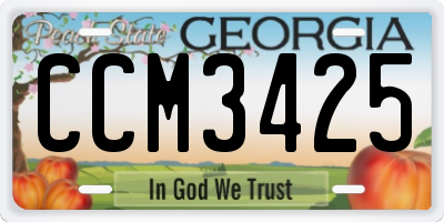 GA license plate CCM3425