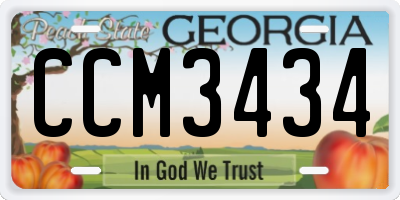 GA license plate CCM3434