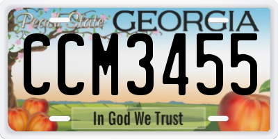 GA license plate CCM3455