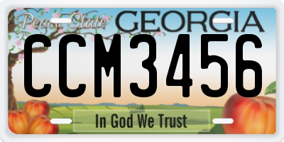 GA license plate CCM3456