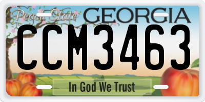 GA license plate CCM3463
