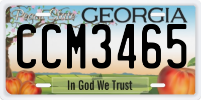 GA license plate CCM3465