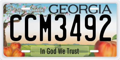 GA license plate CCM3492