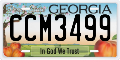 GA license plate CCM3499