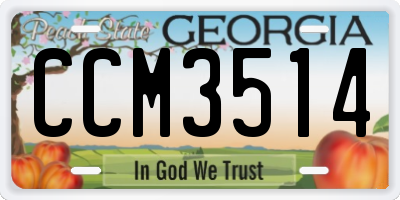 GA license plate CCM3514