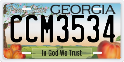 GA license plate CCM3534