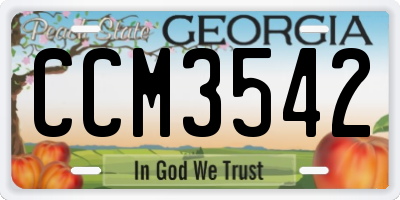 GA license plate CCM3542