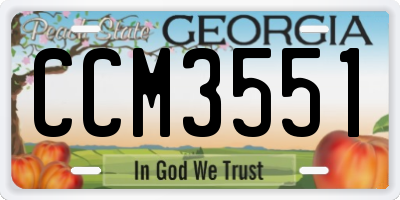GA license plate CCM3551
