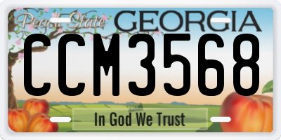 GA license plate CCM3568