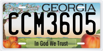 GA license plate CCM3605