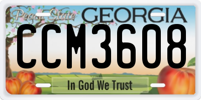 GA license plate CCM3608