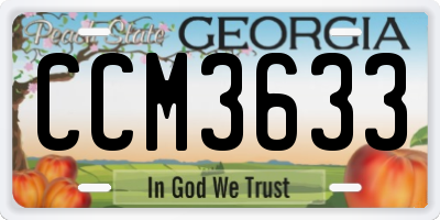 GA license plate CCM3633