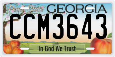 GA license plate CCM3643
