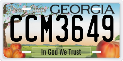 GA license plate CCM3649