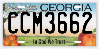 GA license plate CCM3662