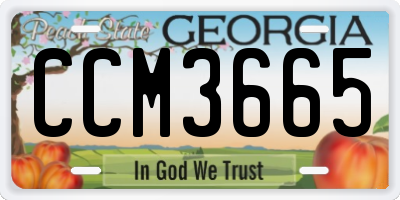 GA license plate CCM3665