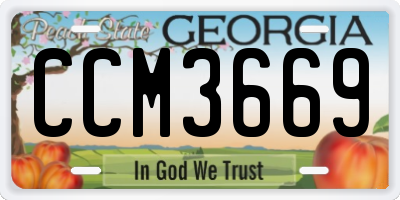 GA license plate CCM3669