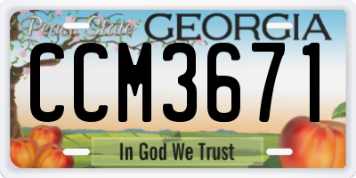 GA license plate CCM3671