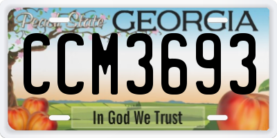 GA license plate CCM3693