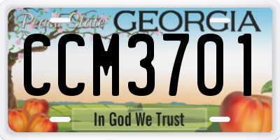 GA license plate CCM3701