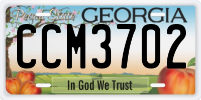 GA license plate CCM3702