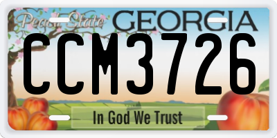 GA license plate CCM3726
