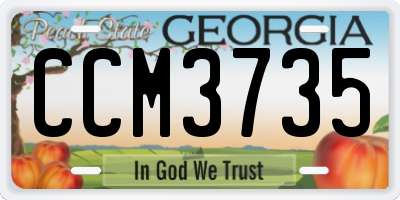 GA license plate CCM3735