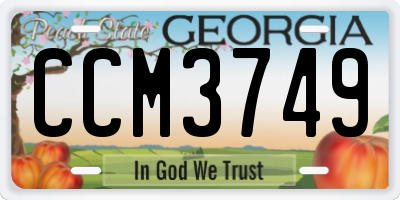 GA license plate CCM3749