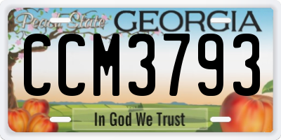 GA license plate CCM3793
