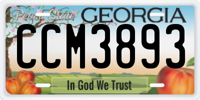 GA license plate CCM3893