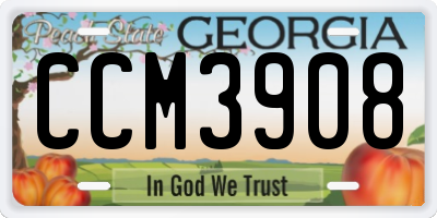 GA license plate CCM3908