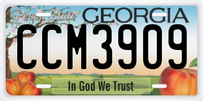 GA license plate CCM3909