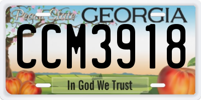 GA license plate CCM3918